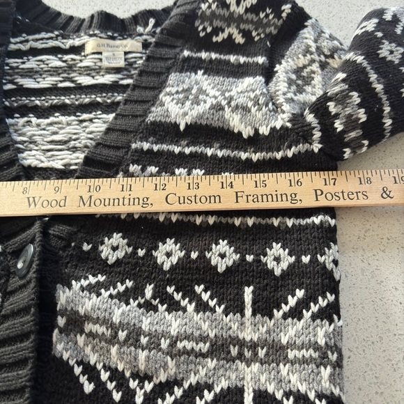 G.H. Bass Cardigan Sweater Tunic Small Deep V-neck Cotton Blend Nordic FairIsle - Picture 11 of 12